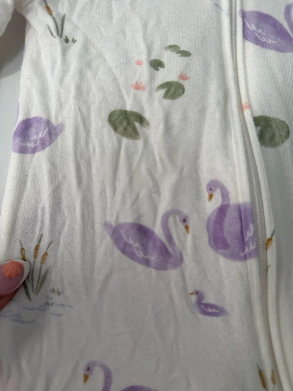 Carter's Flamingo One-Piece and Lavender swan one piece pajamas size 9m
